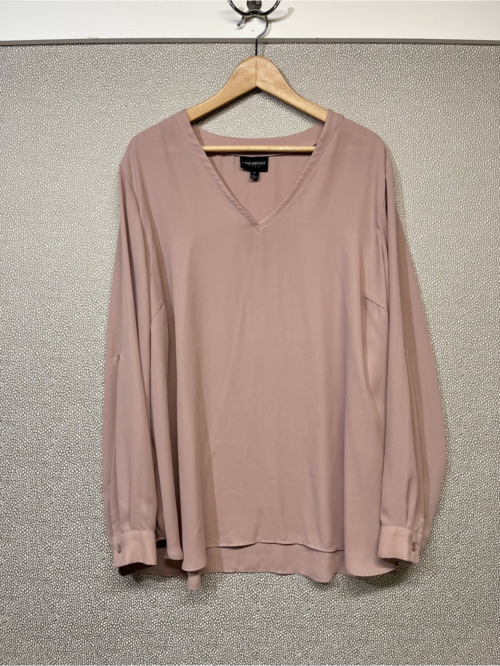 24 Lane Bryant Dusty Rose V-Neck Long Sleeve Top